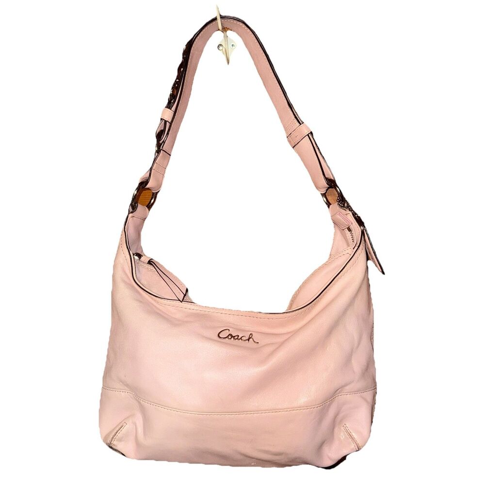 Coach Pink Blush Leather East West Duffle Hobo Handbag Purse F17489